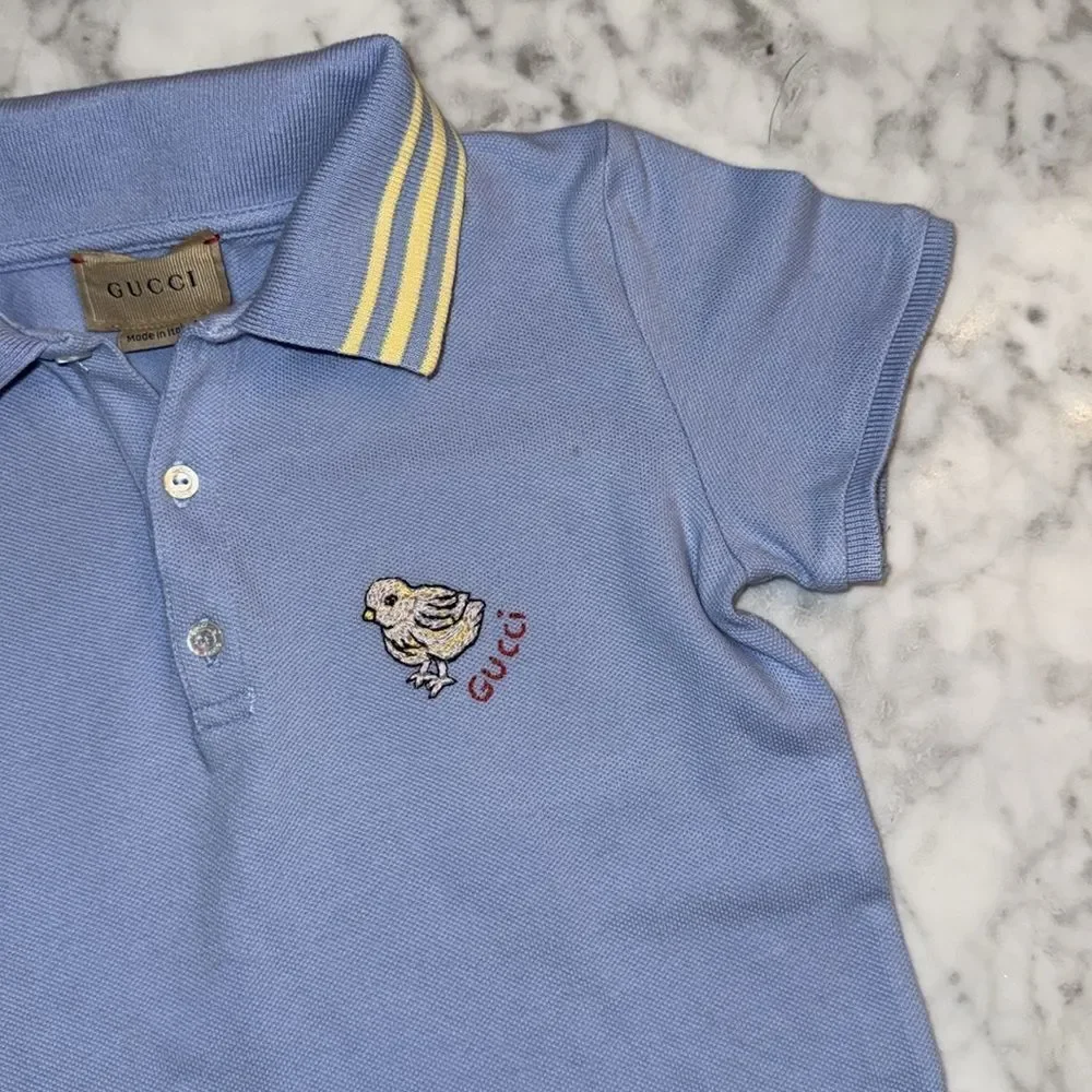 Gucci Kids Light Blue Polo with Yellow Accents 36M
